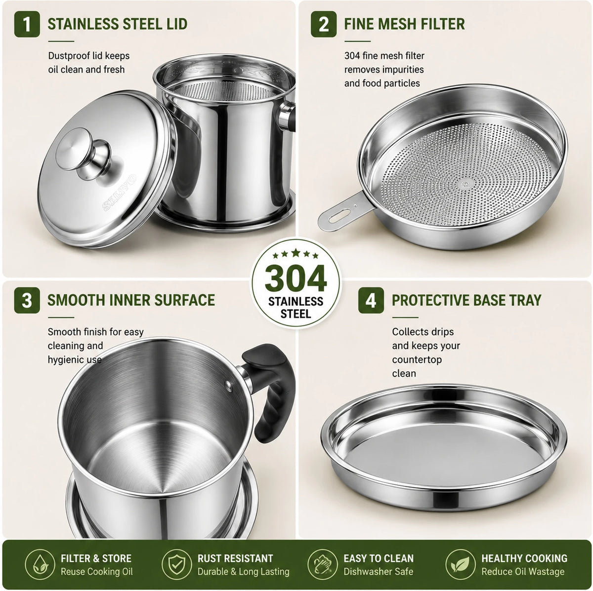 Stainless Steel Oil Filter Pot